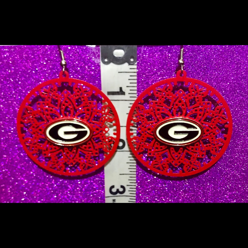 Georgia Bulldogs Red Butterfly Filigree Earrings